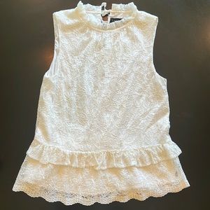 Lacy off-white sleeveless blouse, size S petite
